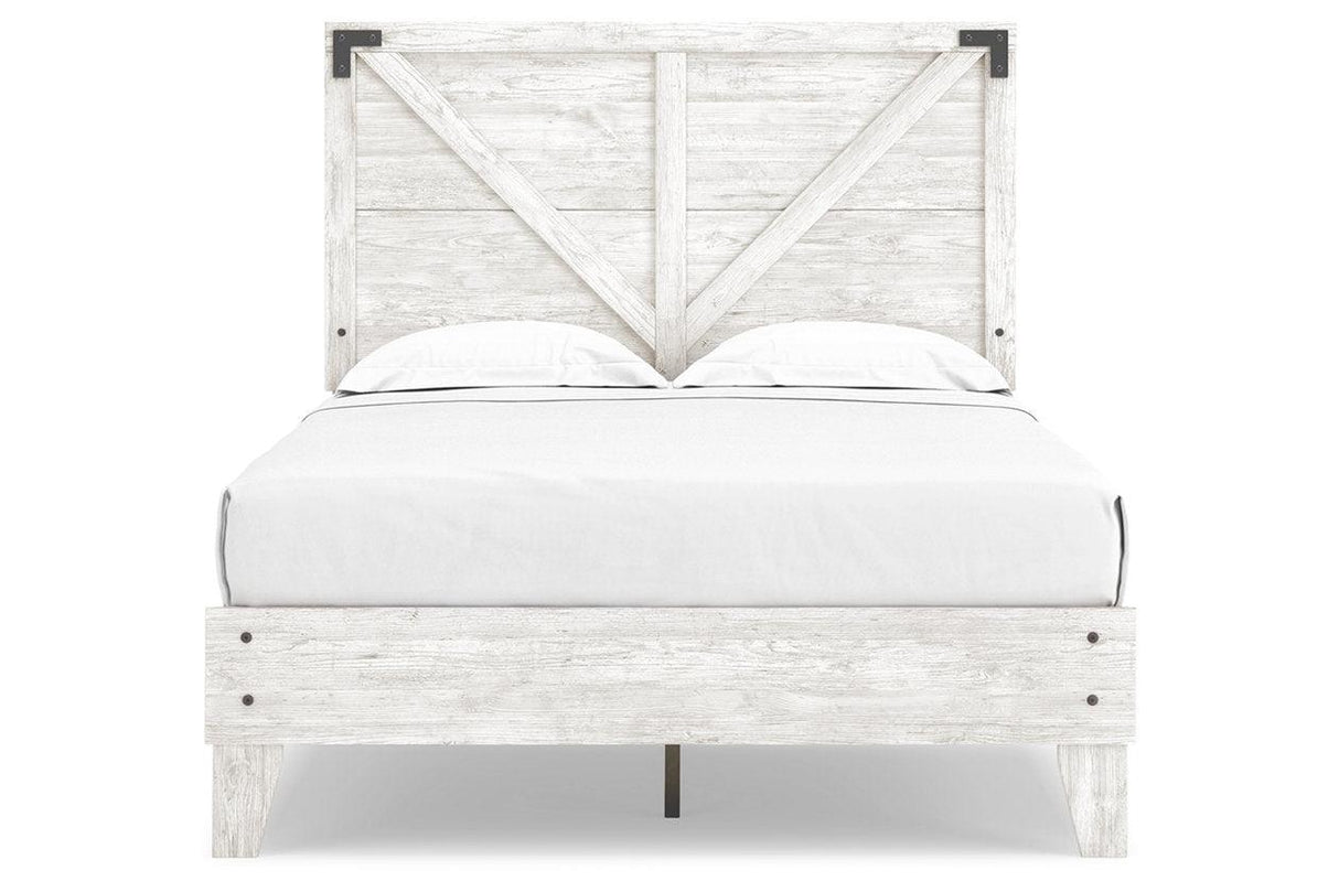 Shawburn White/Dark Charcoal Gray Full Crossbuck Panel Platform Bed by Ashley at Eve Furniture