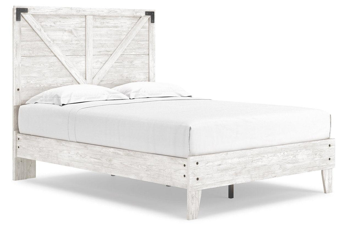 Shawburn White/Dark Charcoal Gray Full Crossbuck Panel Platform Bed by Ashley at Eve Furniture