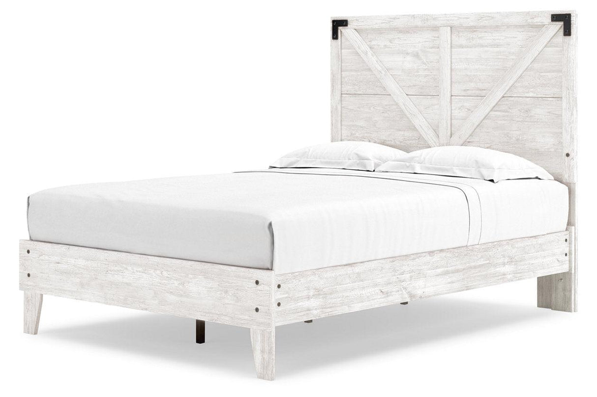 Shawburn White/Dark Charcoal Gray Full Crossbuck Panel Platform Bed by Ashley at Eve Furniture