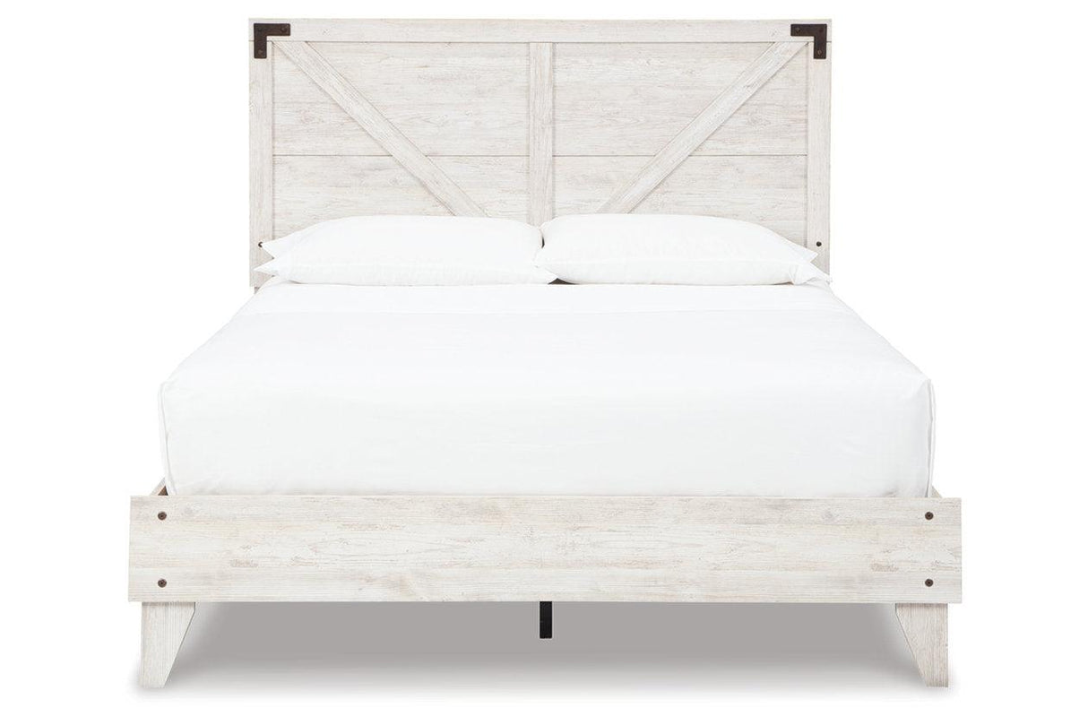 Shawburn White/Dark Charcoal Gray Queen Crossbuck Panel Platform Bed by Ashley at Eve Furniture