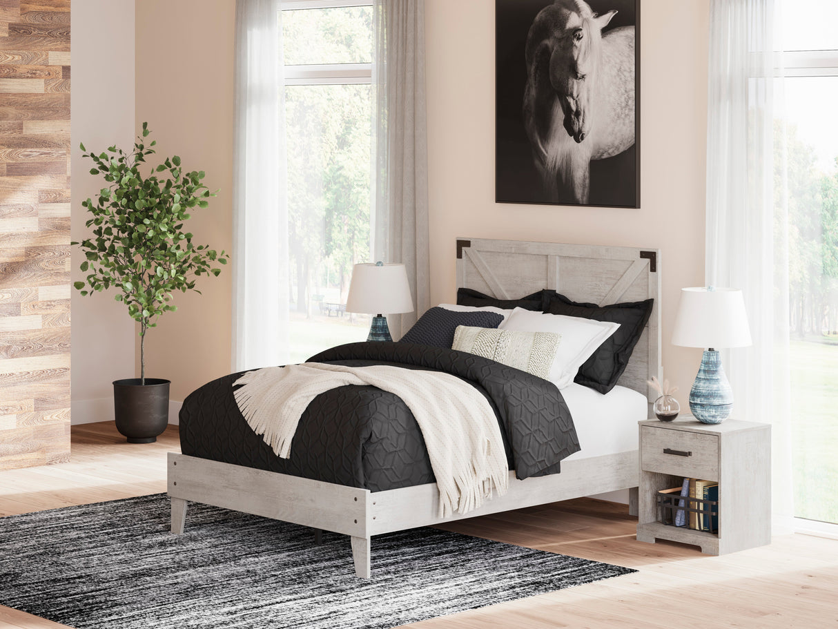Shawburn Whitewash Crossbuck Full Platform Bed by Ashley at Eve Furniture