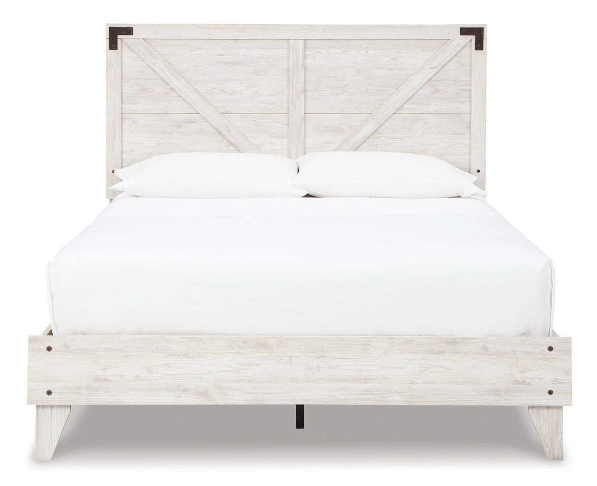 Shawburn Whitewash Crossbuck/Charcoal Gray Platform Bedroom Set by Ashley at Eve Furniture