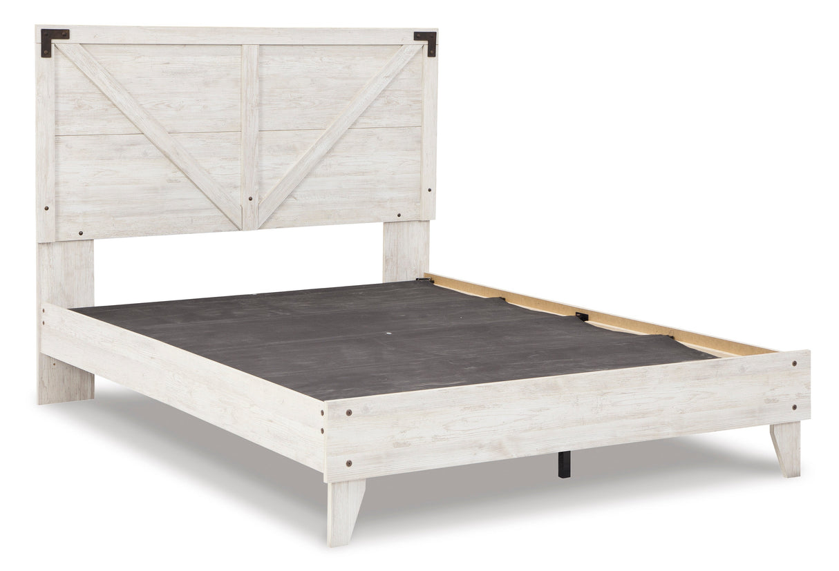 Shawburn Whitewash Crossbuck/Charcoal Gray Platform Bedroom Set by Ashley at Eve Furniture