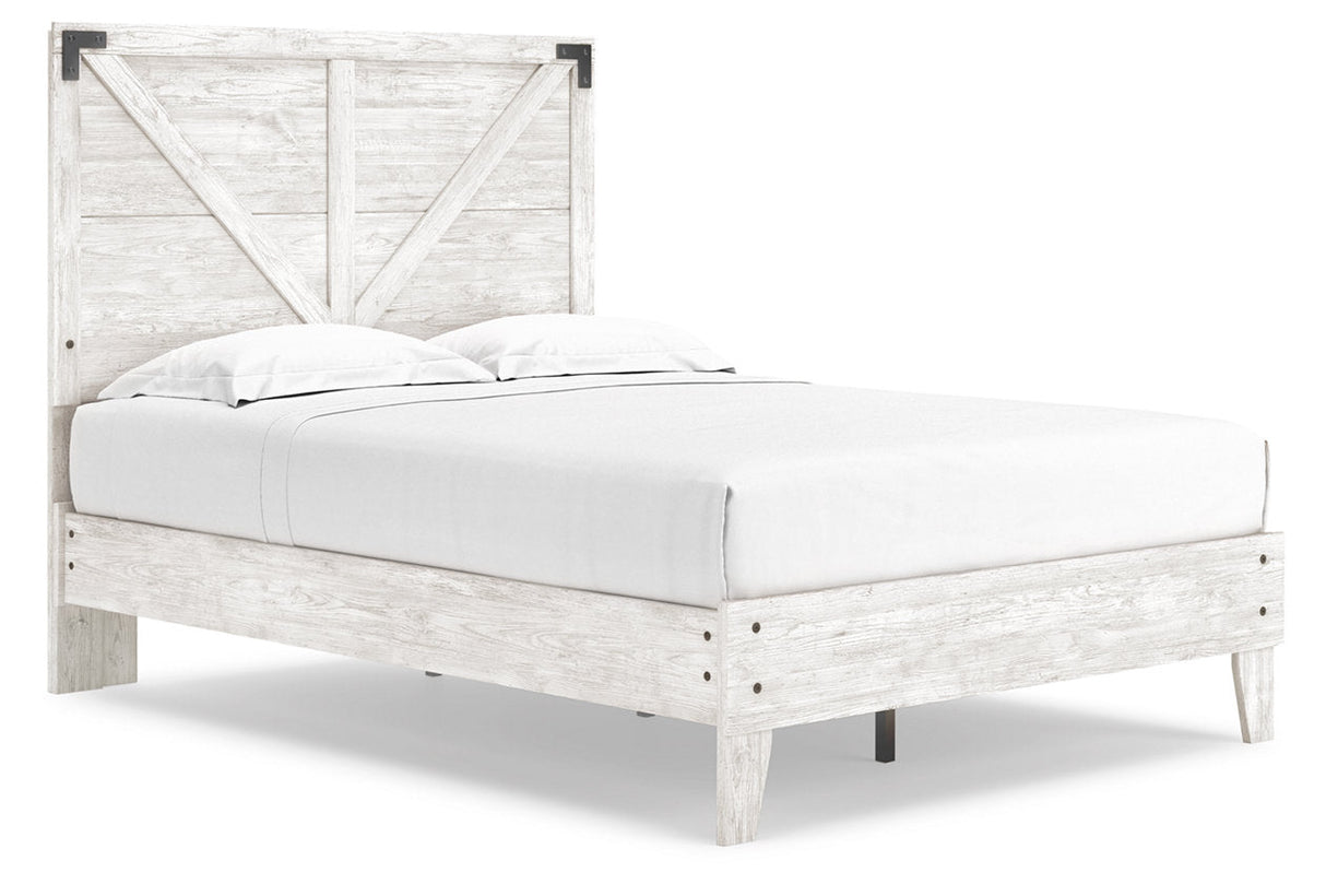 Shawburn Whitewash Crossbuck/Charcoal Gray Youth Platform Bedroom Set by Ashley at Eve Furniture