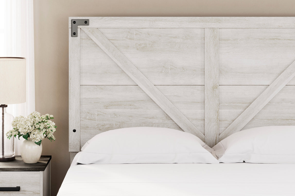 Shawburn Whitewash Crossbuck/Charcoal Gray Youth Platform Bedroom Set by Ashley at Eve Furniture