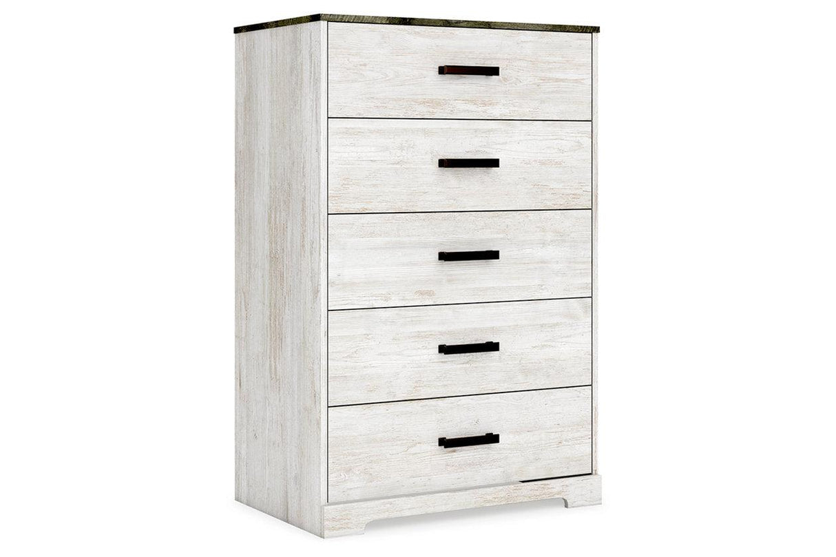 Shawburn Whitewash/Charcoal Gray Chest of Drawers by Ashley at Eve Furniture
