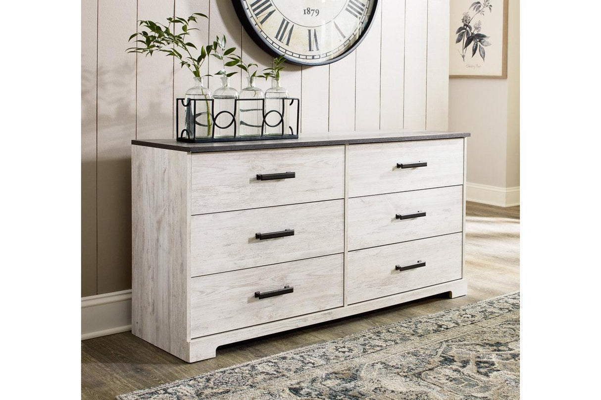 Shawburn Whitewash/Charcoal Gray Dresser by Ashley at Eve Furniture