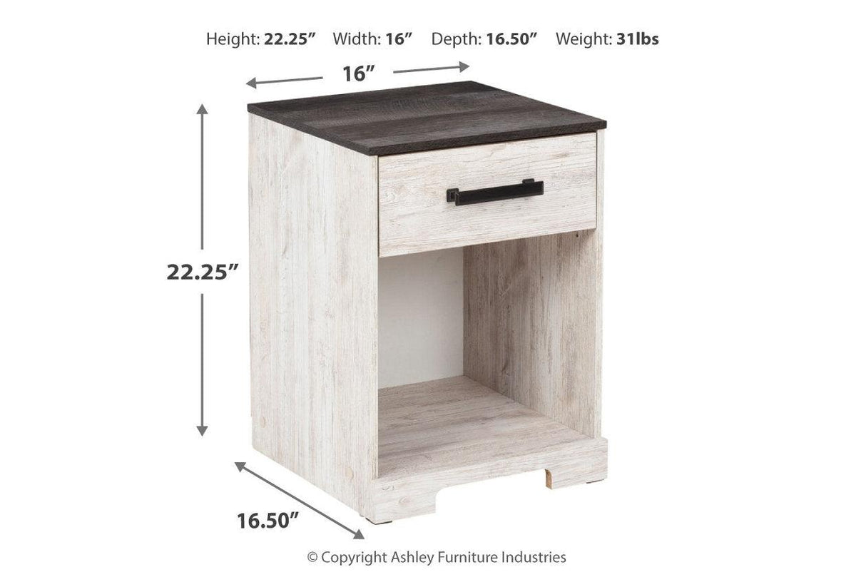 Shawburn Whitewash/Charcoal Gray Nightstand by Ashley at Eve Furniture
