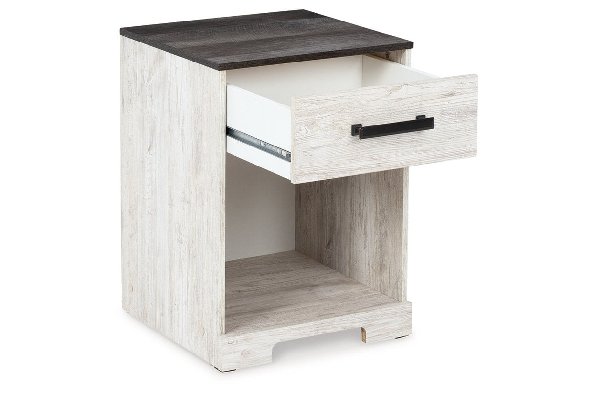 Shawburn Whitewash/Charcoal Gray Nightstand by ASHLEY FURNITURE at Eve Furniture