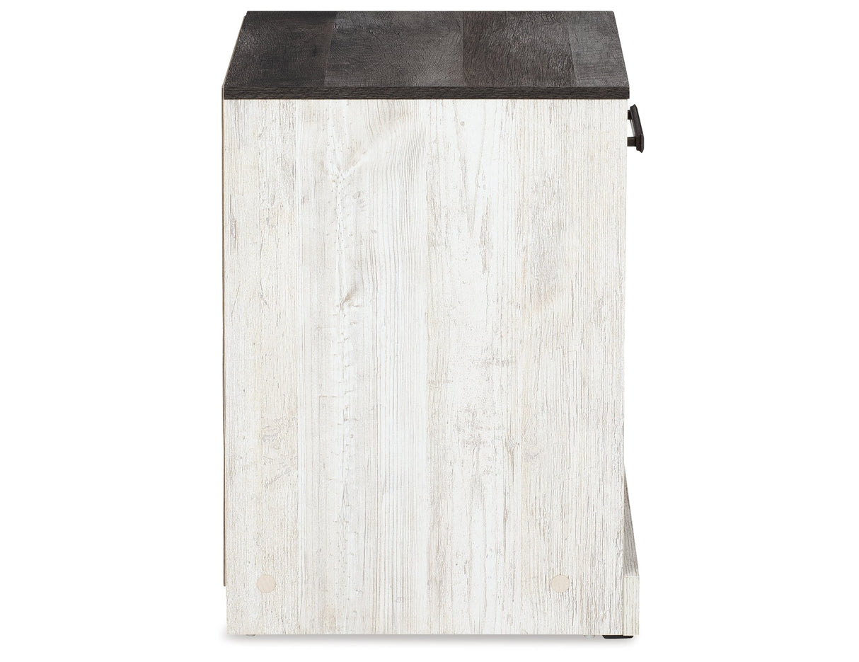 Shawburn Whitewash/Charcoal Gray Nightstand by ASHLEY FURNITURE at Eve Furniture