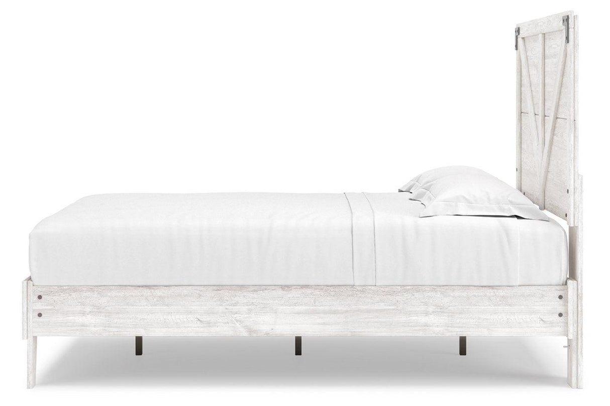 Shawburn White/Dark Charcoal Gray Full Crossbuck Panel Platform Bed by Ashley at Eve Furniture