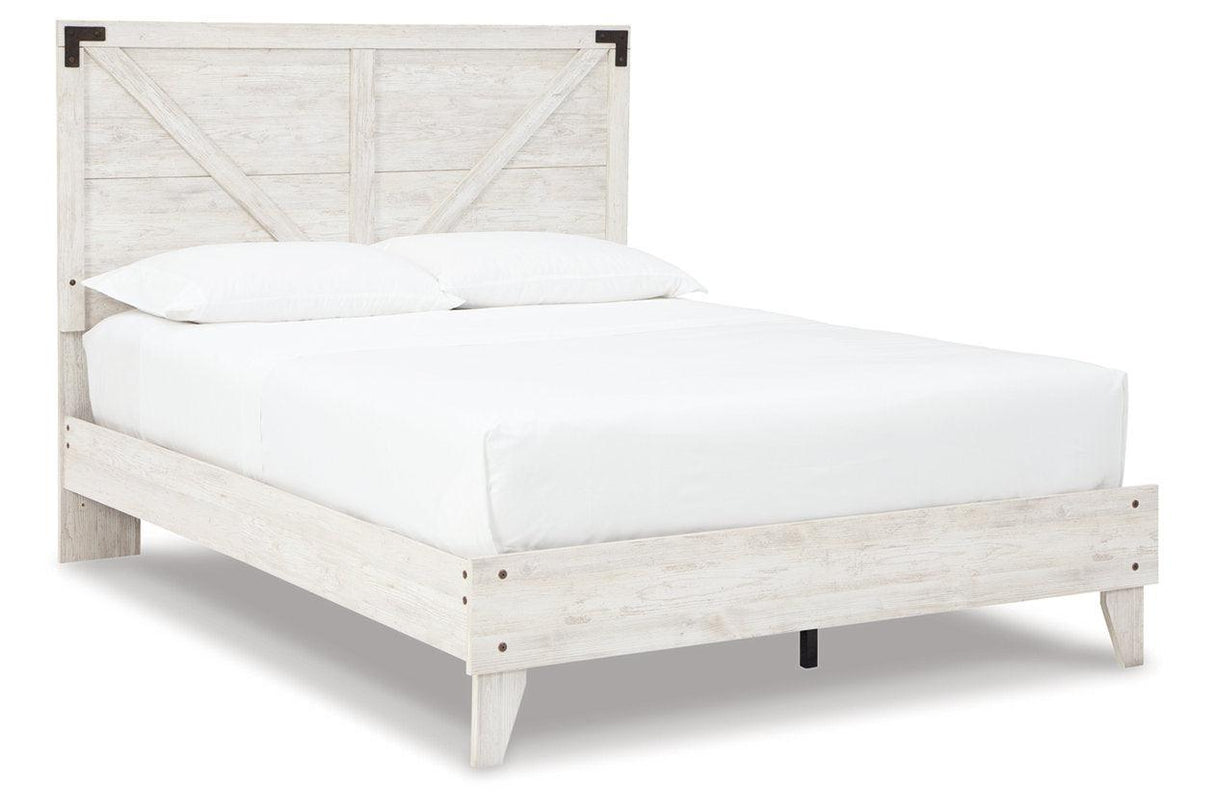 Shawburn White/Dark Charcoal Gray Queen Crossbuck Panel Platform Bed by Ashley at Eve Furniture