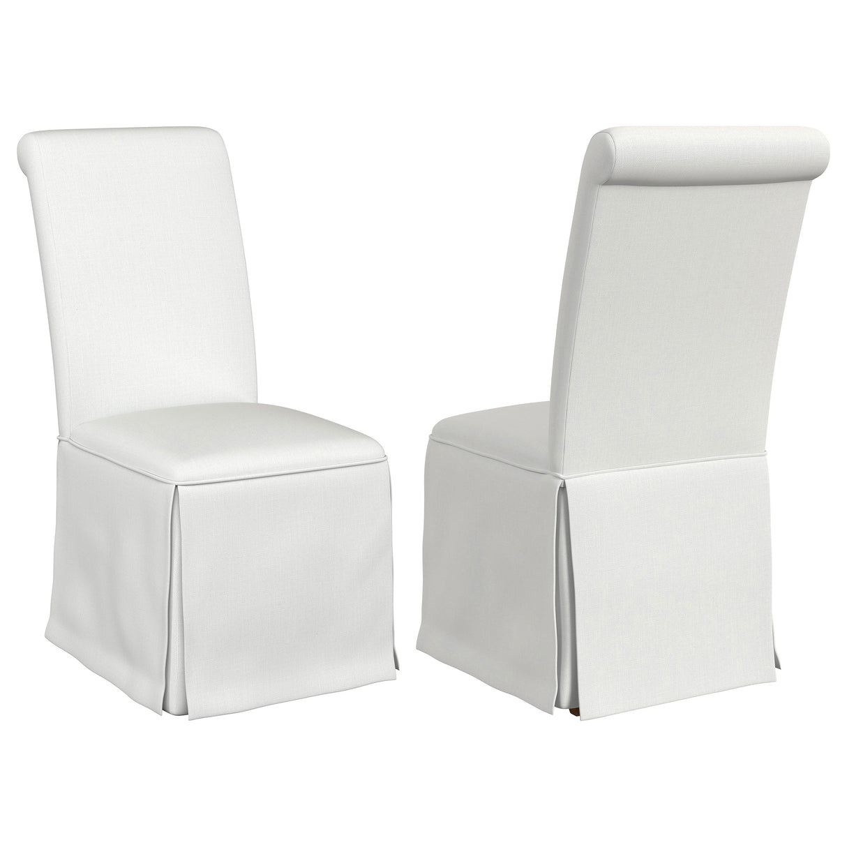 Shawna Upholstered Skirted Parson Dining Side Chair White (Set of 2) by Coaster at Eve Furniture