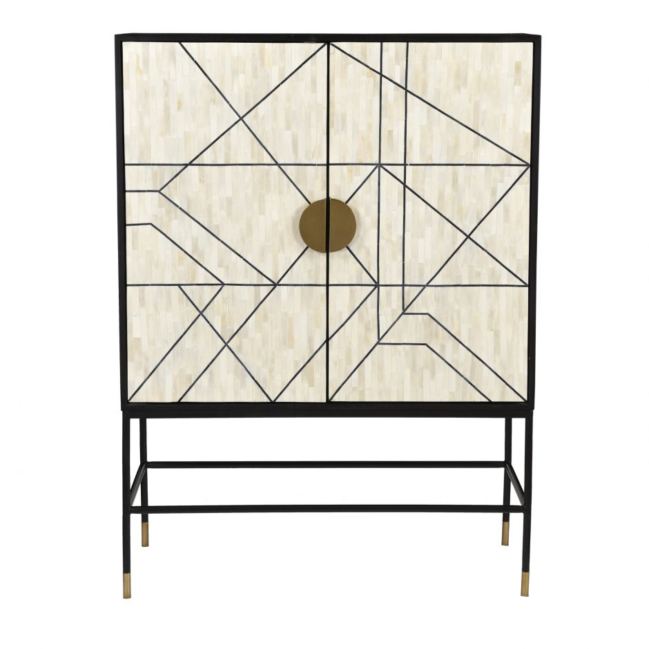 Shaws Cabinet Cream and Black by Moe's Home at Eve Furniture