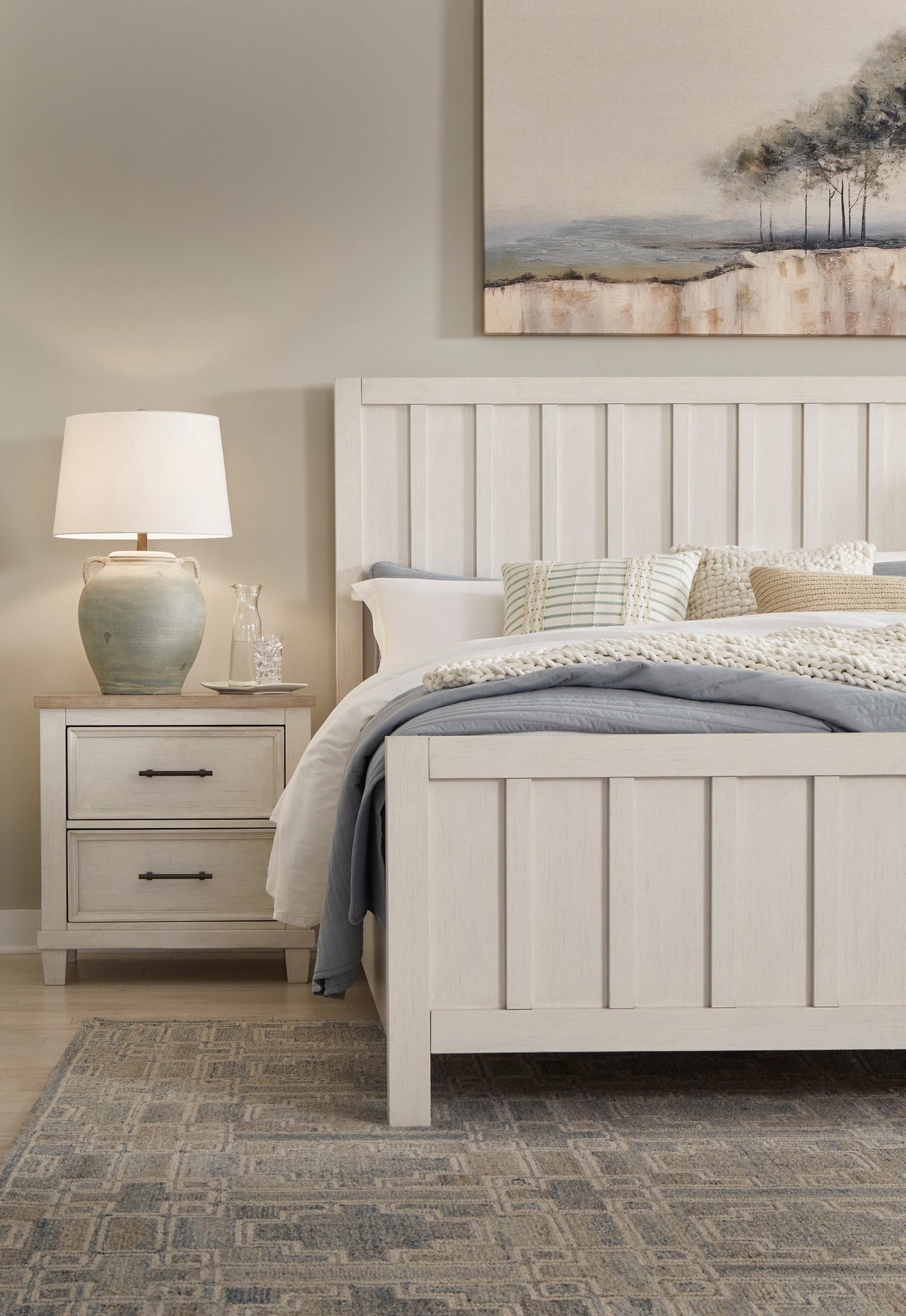 Shaybrock Antique White California King Panel Bed by Ashley at Eve Furniture