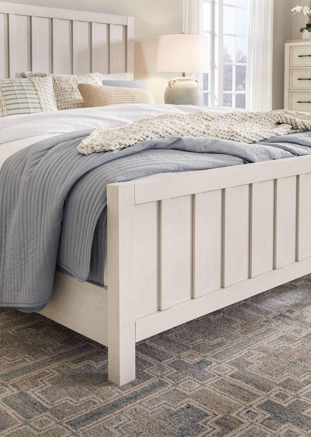 Shaybrock Antique White King Panel Bed by Ashley at Eve Furniture