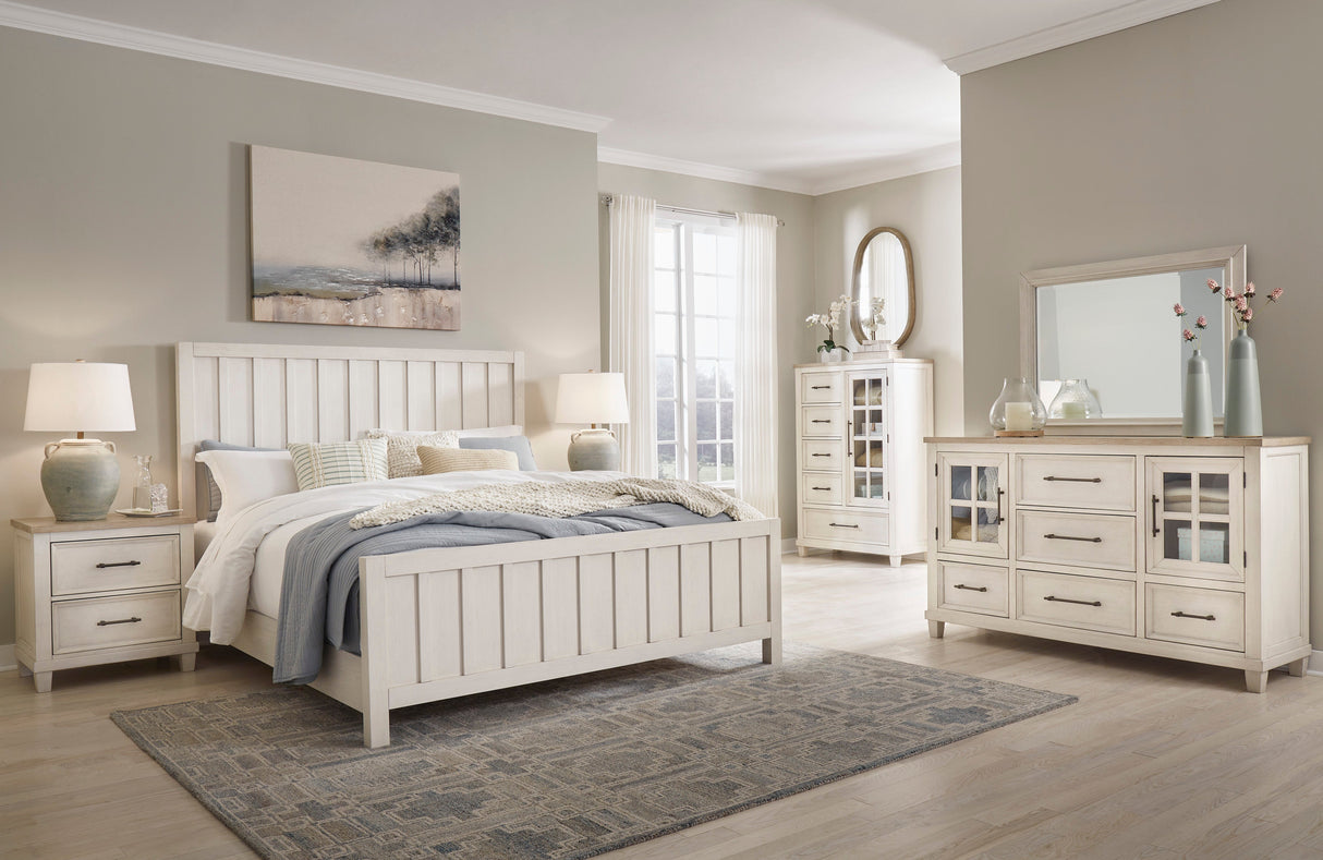 Shaybrock Antique White King Panel Bed by Ashley at Eve Furniture