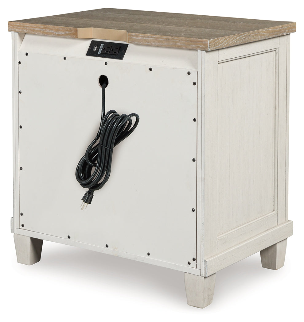 Shaybrock Antique White/Brown Nightstand by Ashley at Eve Furniture