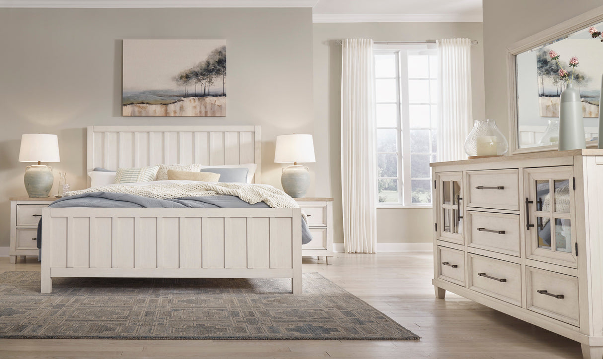 Shaybrock Antique White/Brown Panel Bedroom Set by Ashley at Eve Furniture