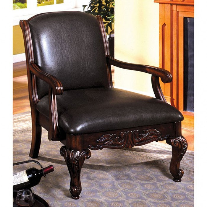 Sheffield Antique Dark Cherry Accent Chair by Furniture of America at Eve Furniture