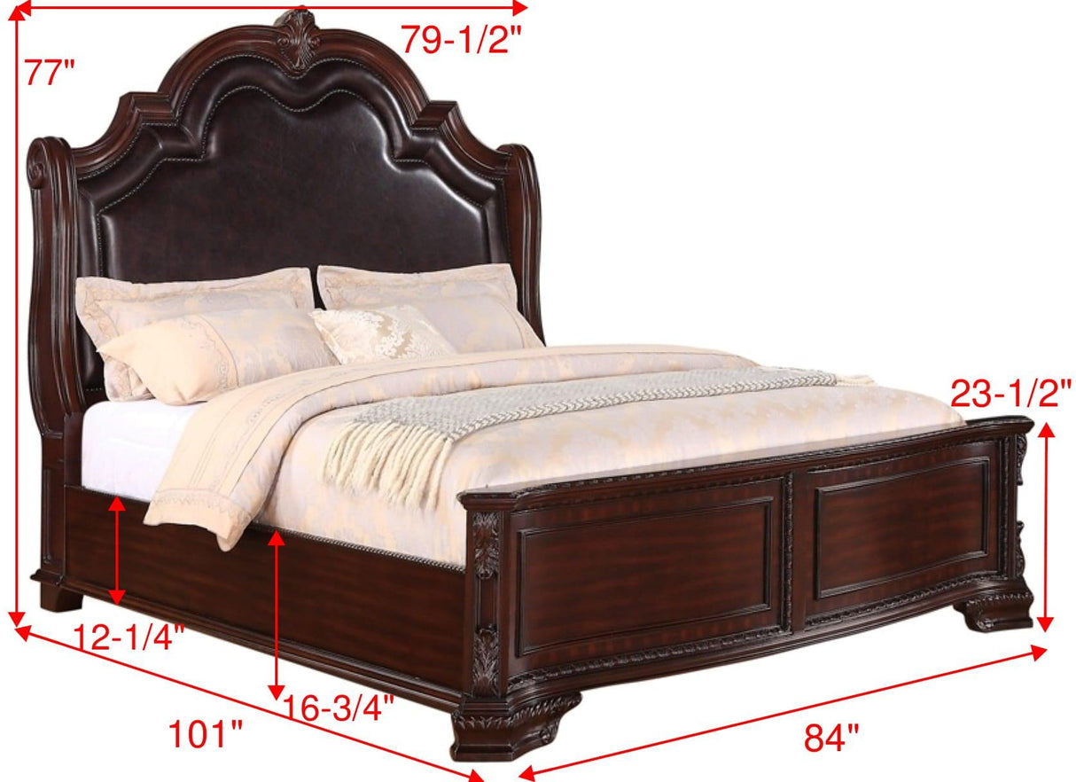 Sheffield Rich Brown King Upholstered Panel Bed by Crown Mark at Eve Furniture