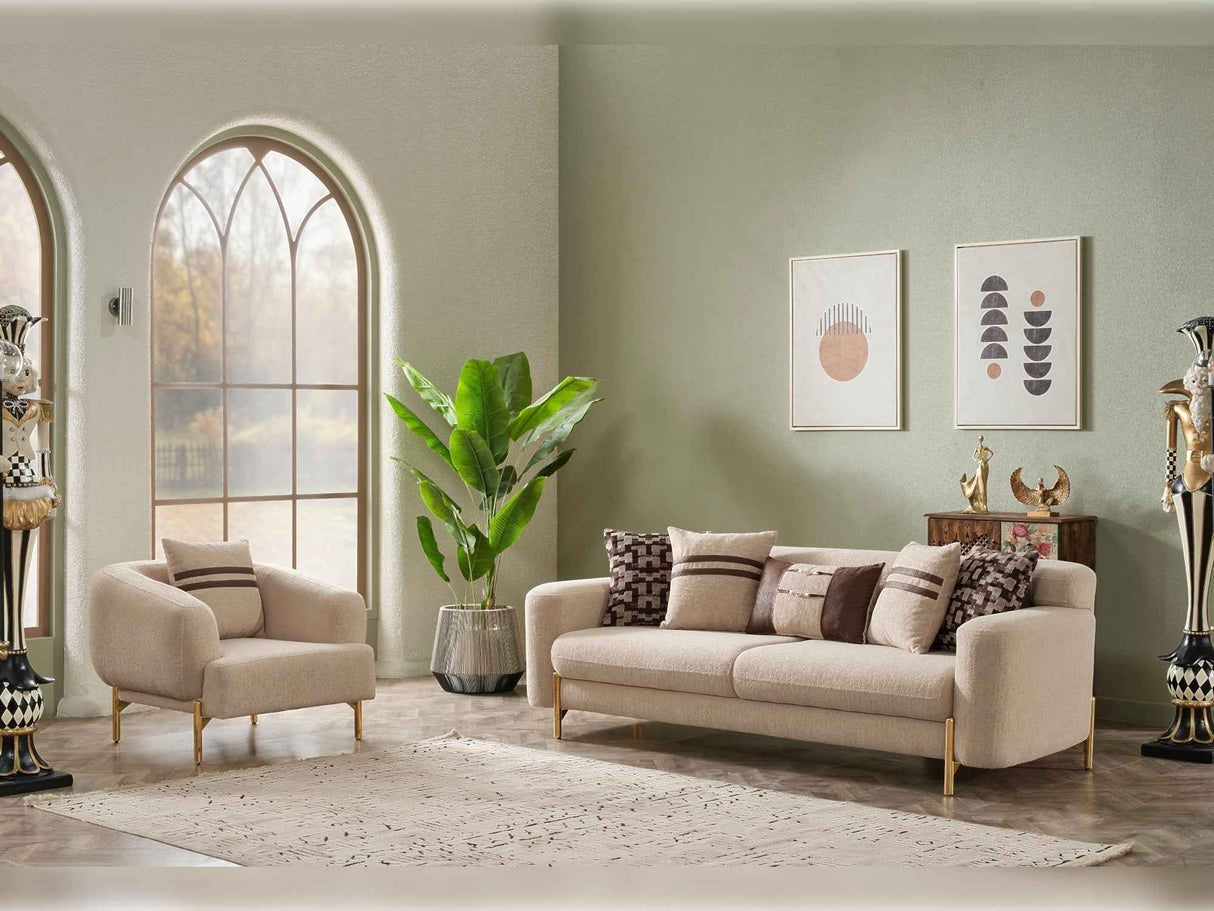 Shelby Beige 4-Piece Living Room Set (2 Sofa & 2 Chair)