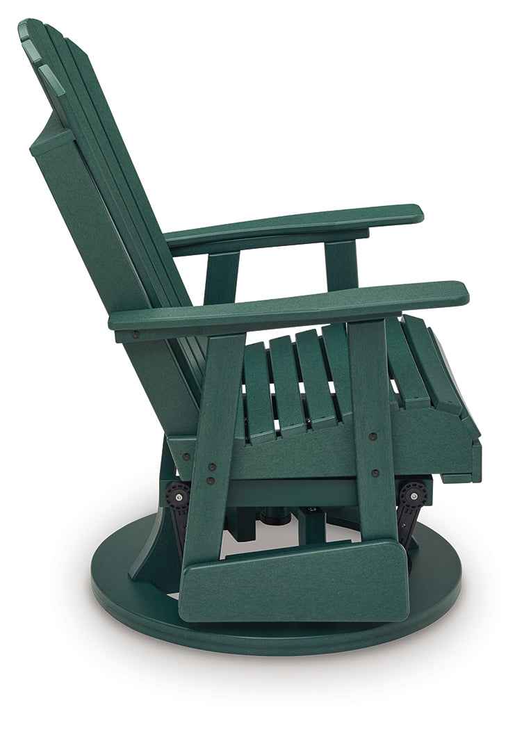 Shell Beach Green Outdoor Swivel Glider Chair by Ashley at Eve Furniture