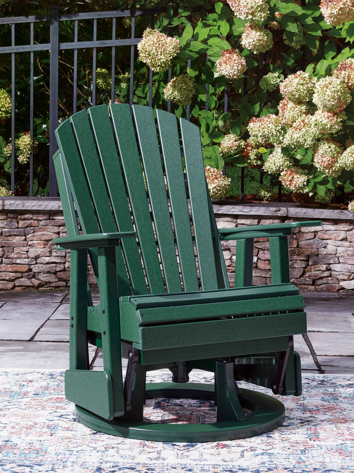 Shell Beach Green Outdoor Swivel Glider Chair by Ashley at Eve Furniture