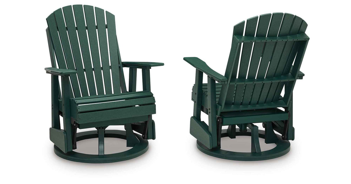 Shell Beach Green Outdoor Swivel Glider Chair by Ashley at Eve Furniture