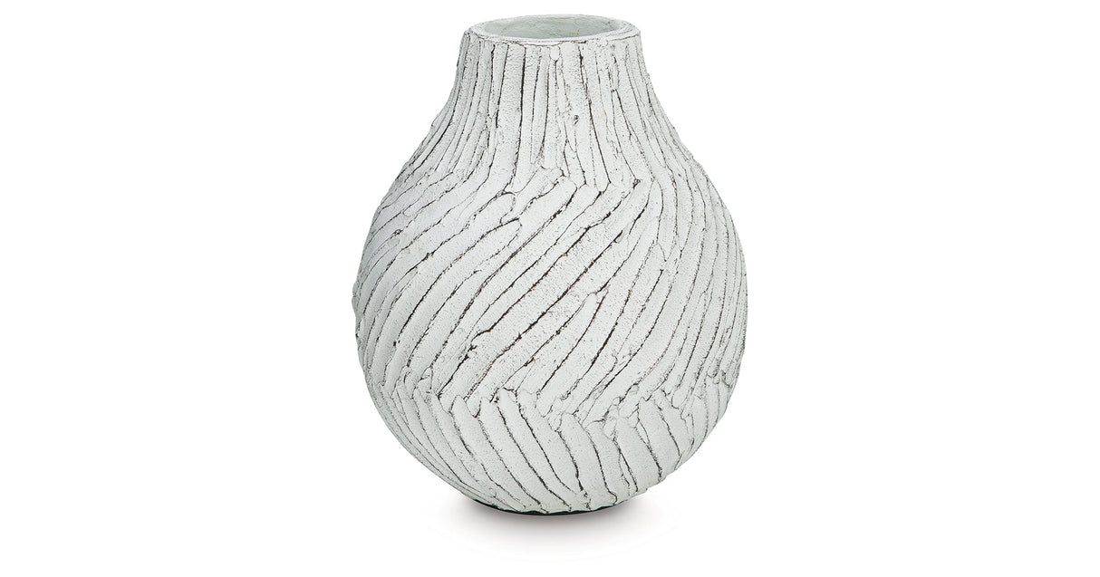 Shelvie Distressed White Vase by ASHLEY FURNITURE at Eve Furniture