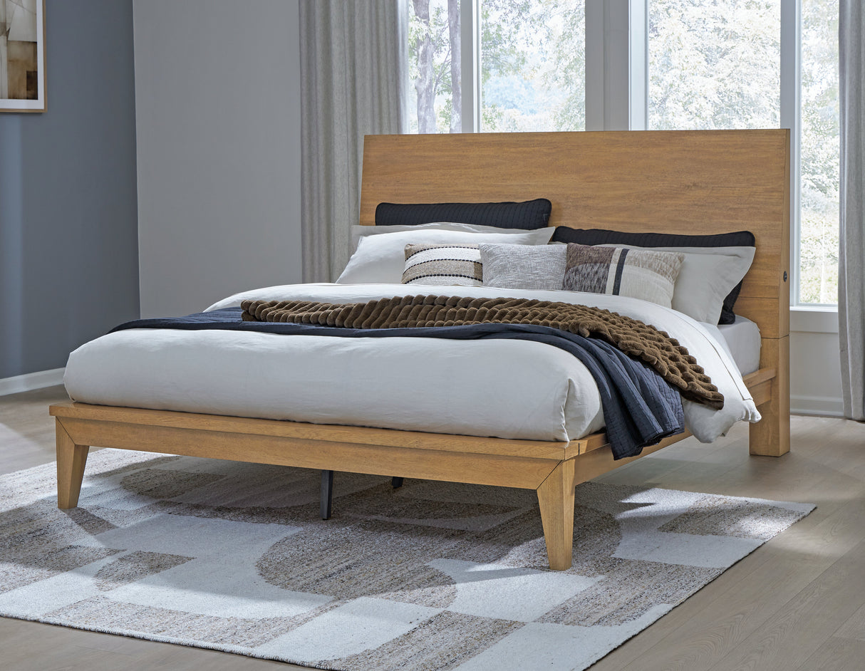 Sherbana Light Brown Queen Platform Bed by Ashley at Eve Furniture
