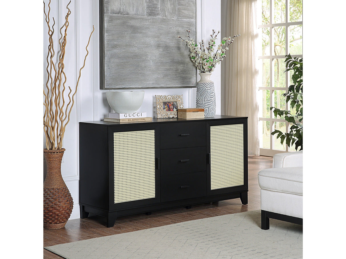 Sheridan Sideboard Cabinet in Black by Manhattan Comfort at Eve Furniture