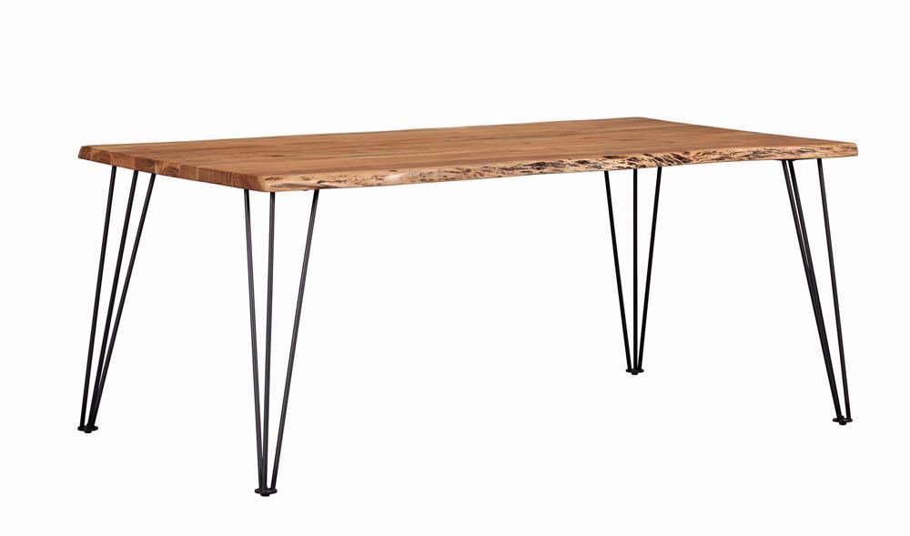 Sherman Natural Acacia and Matte Black Rectangular Dining Table by Coaster at Eve Furniture