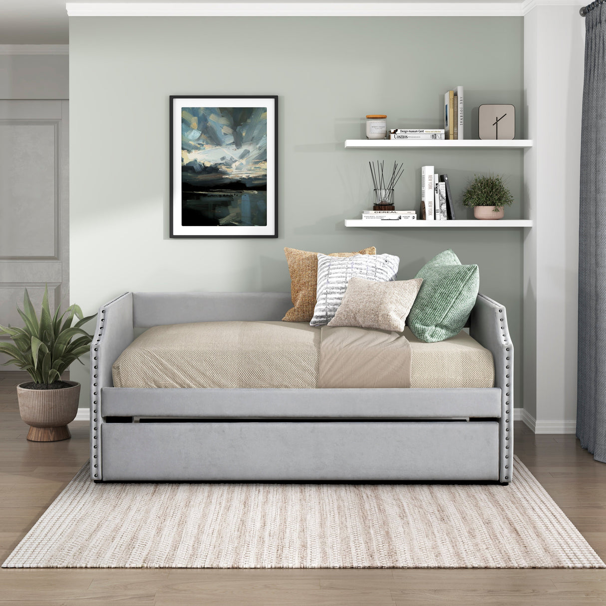 Shiloh Light Gray Twin Daybed with Trundle