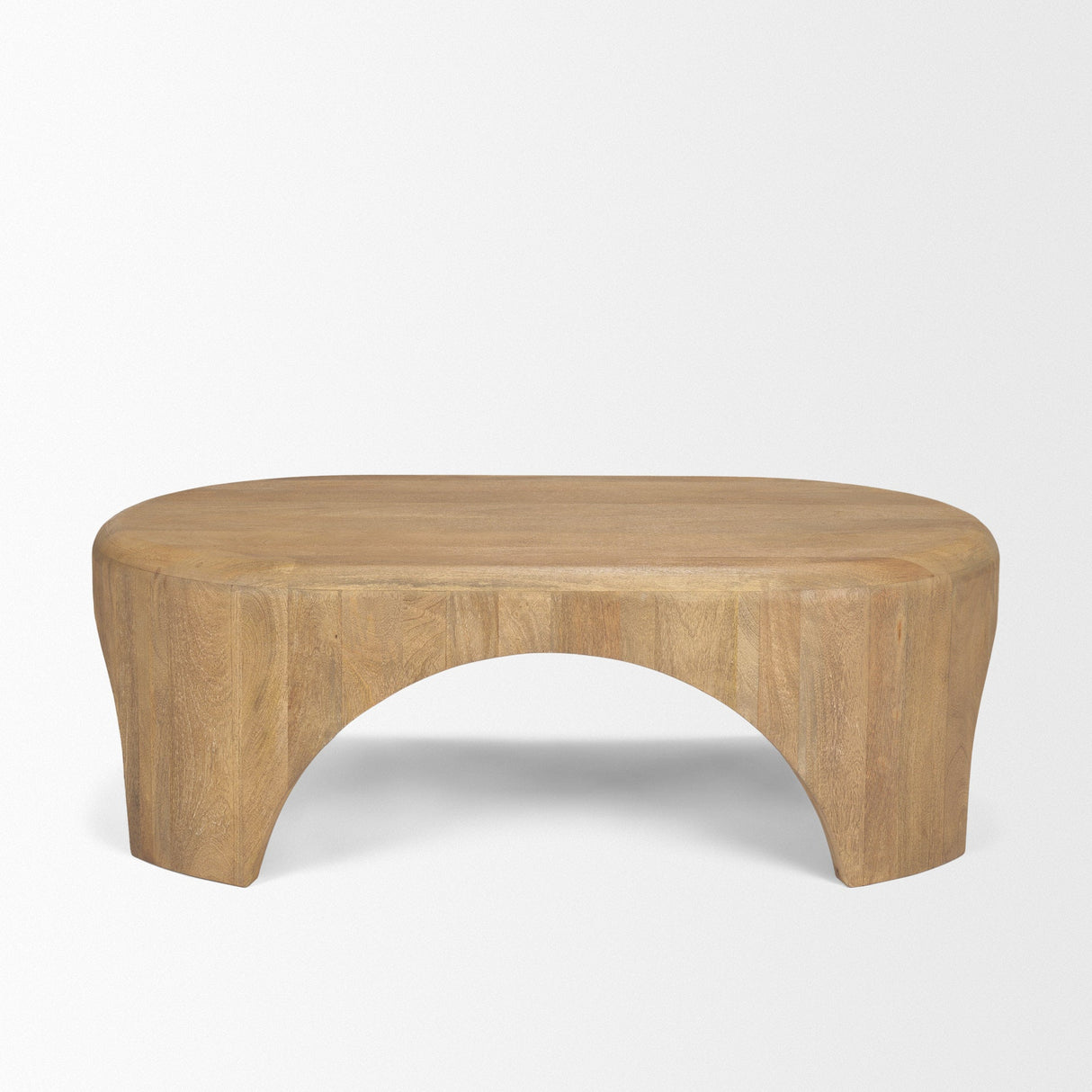 Shima Oval Light Brown Wood w/ Arched Legs Coffee Table by Mercana at Eve Furniture