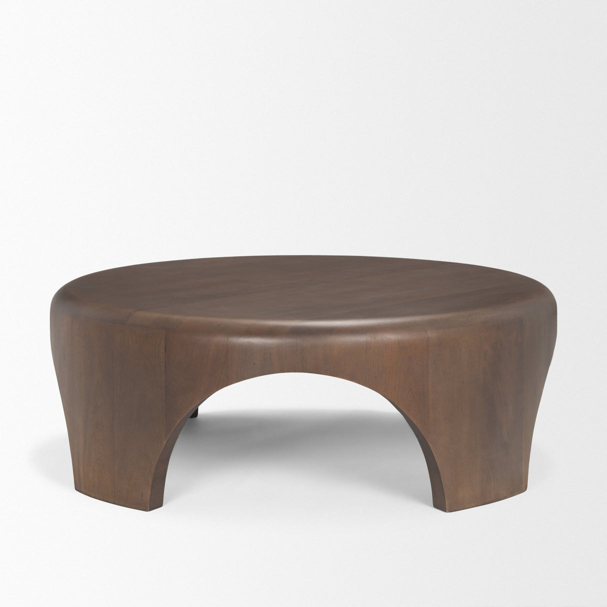 Shima Round Dark Brown Wood W/Arched Legs Coffee Table by Mercana at Eve Furniture