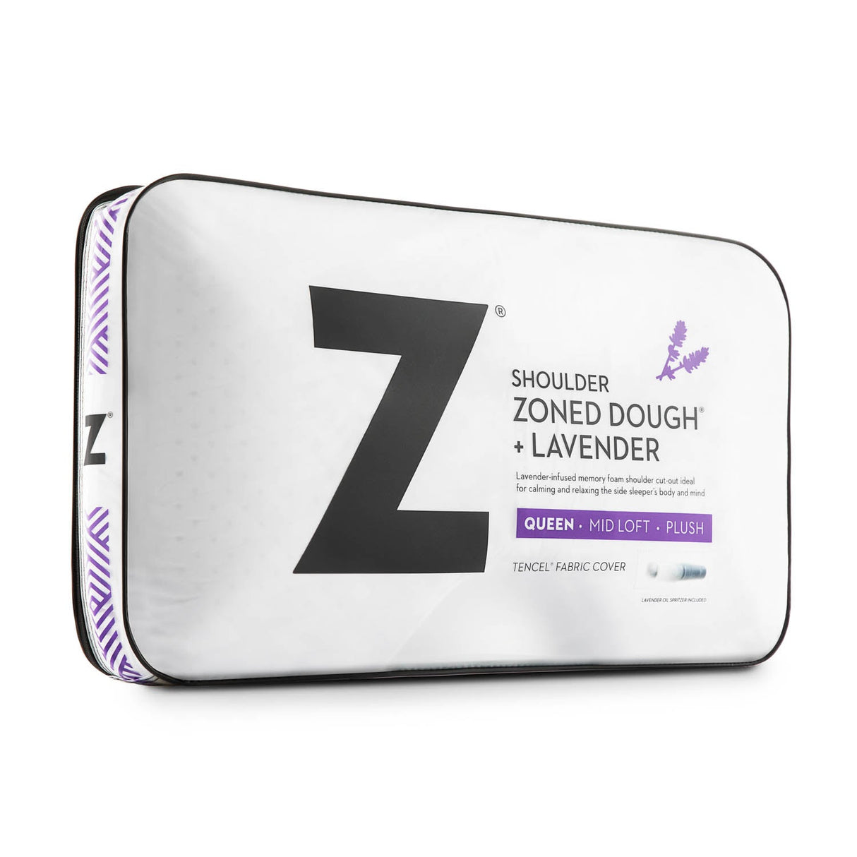 Shoulder Zoned Dough Lavender Queen Pillow by Malouf at Eve Furniture