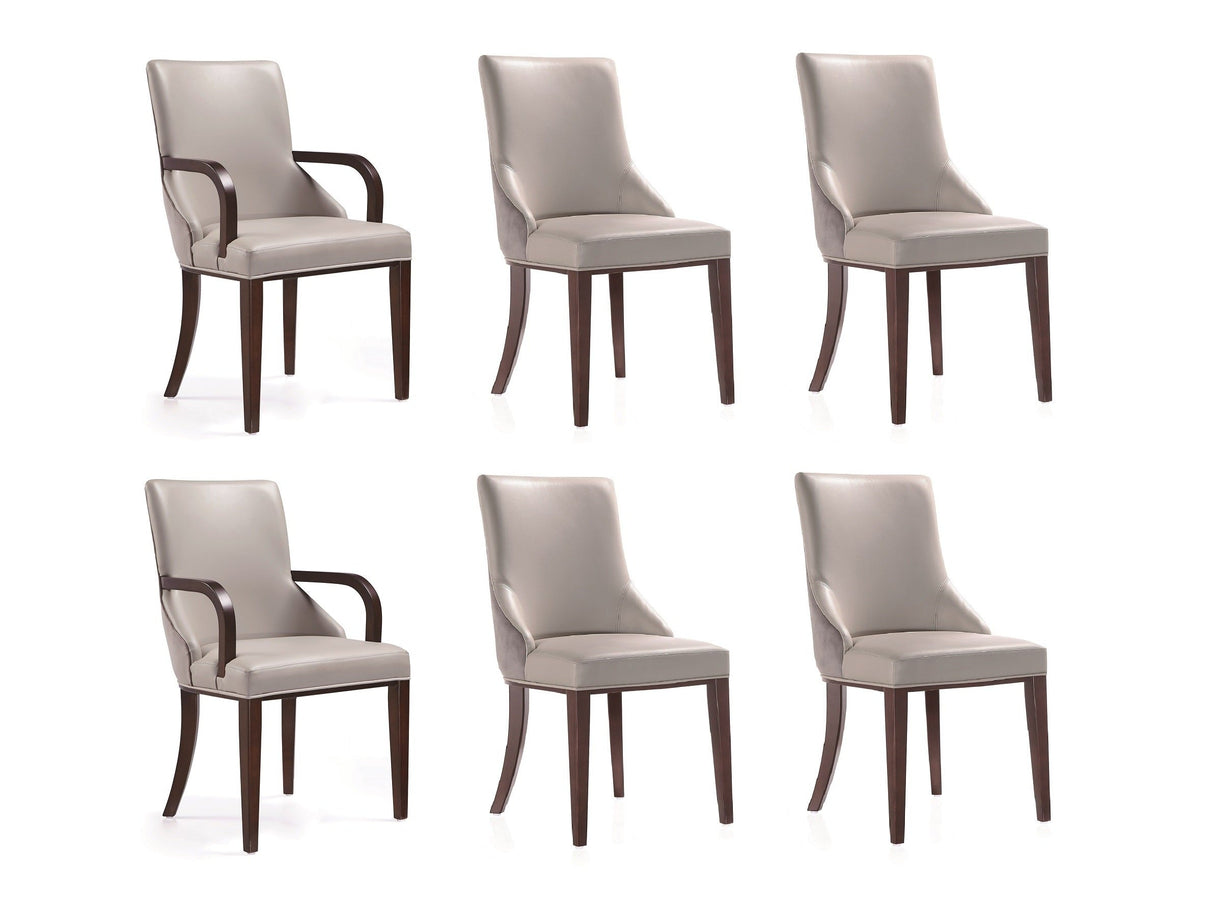 Shubert 6-Piece Faux Leather and Velvet Dining Chair Set in Light Grey by Manhattan Comfort at Eve Furniture