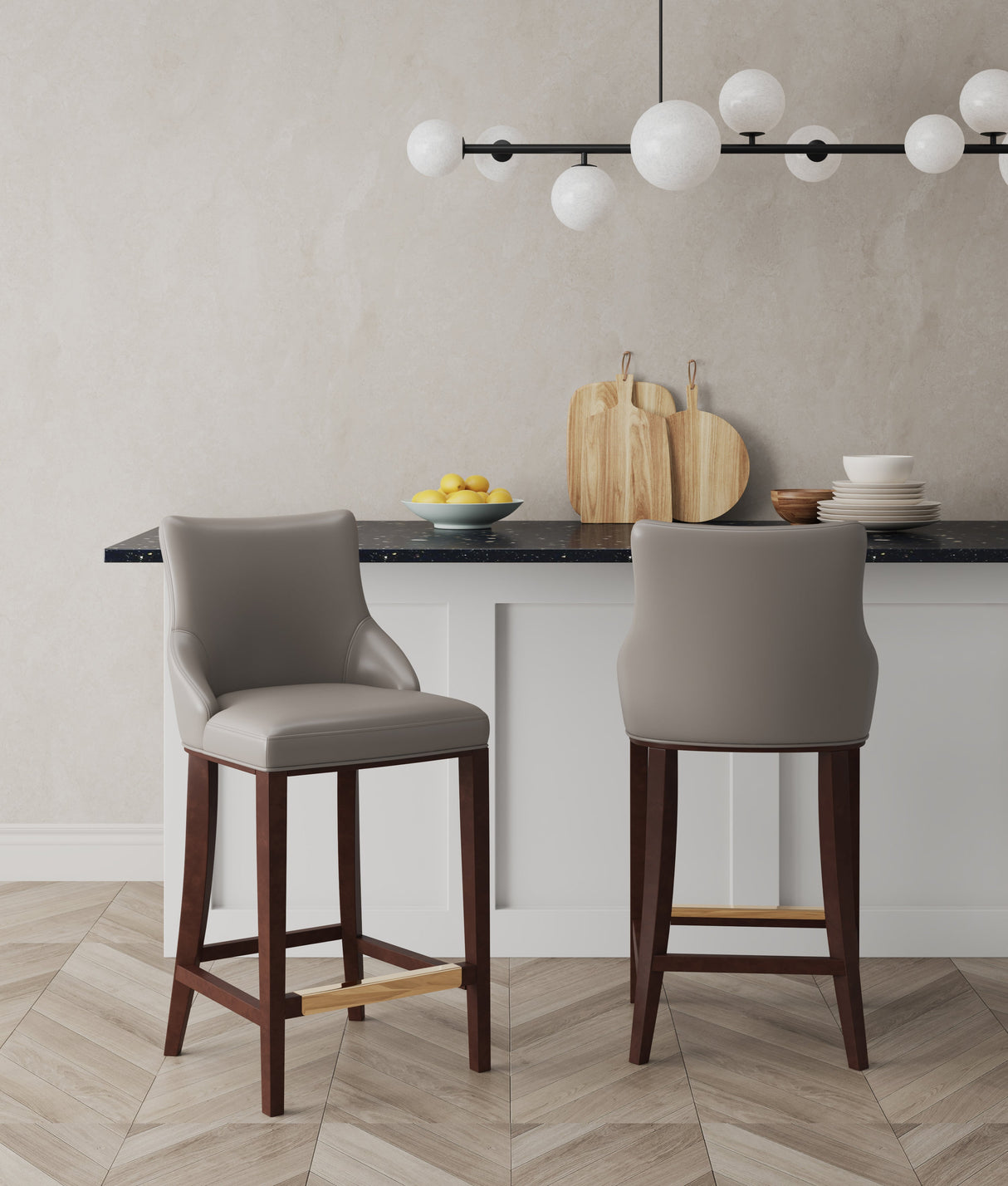 Shubert Barstool in Dark Taupe (set of 2) by Manhattan Comfort at Eve Furniture