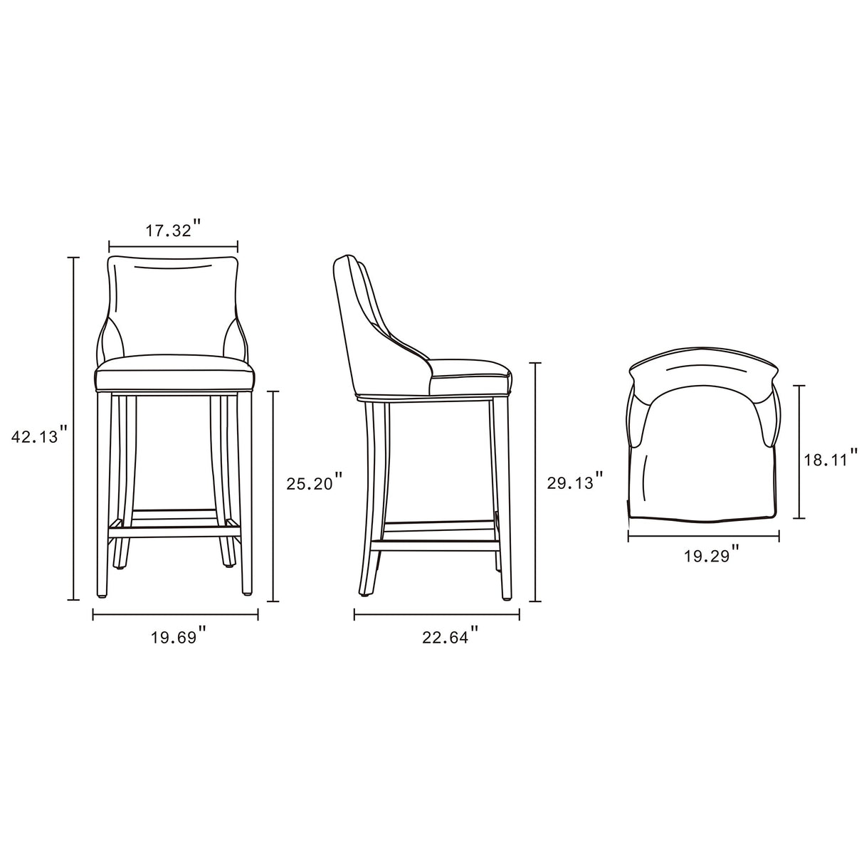 Shubert Barstool in Tan (set of 3) by Manhattan Comfort at Eve Furniture
