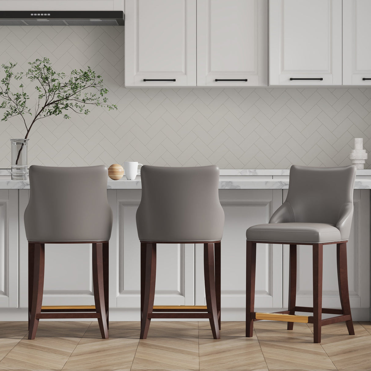 Shubert Counter Stool in Dark Taupe (set of 3) by Manhattan Comfort at Eve Furniture