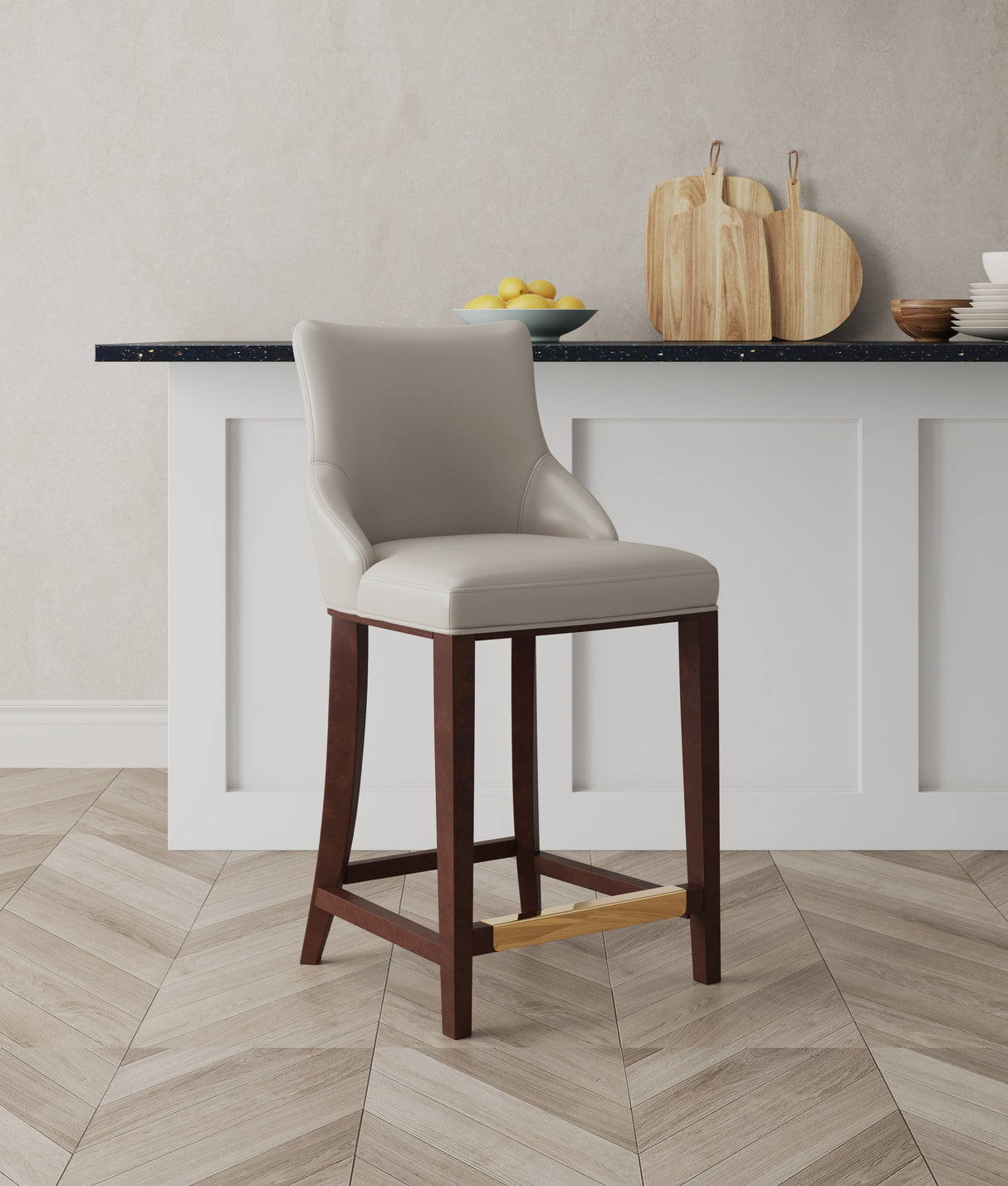 Shubert Counter Stool in Light Grey by Manhattan Comfort at Eve Furniture