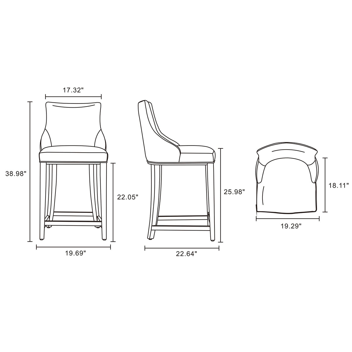 Shubert Counter Stool in Light Grey (set of 2) by Manhattan Comfort at Eve Furniture
