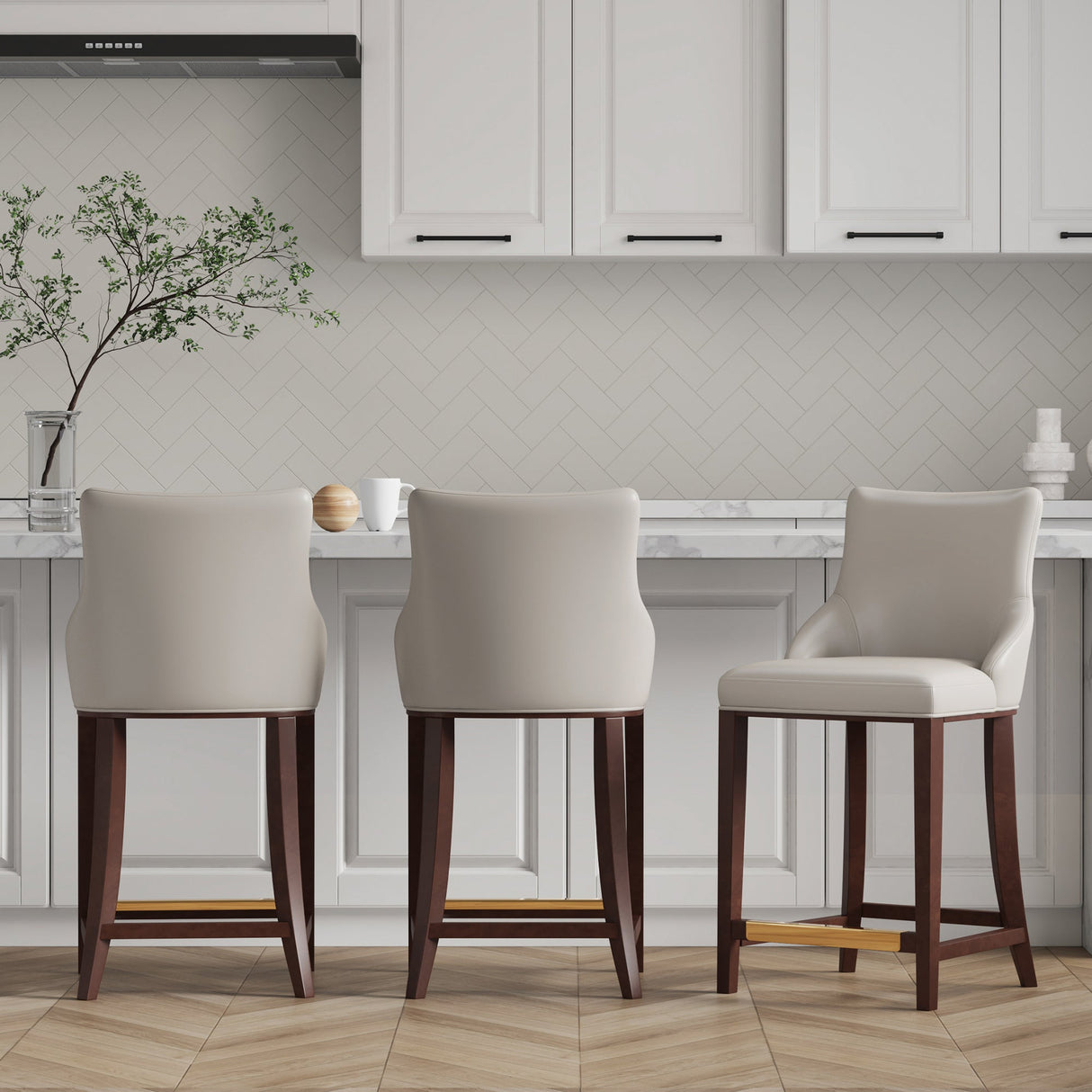 Shubert Counter Stool in Light Grey (set of 3) by Manhattan Comfort at Eve Furniture