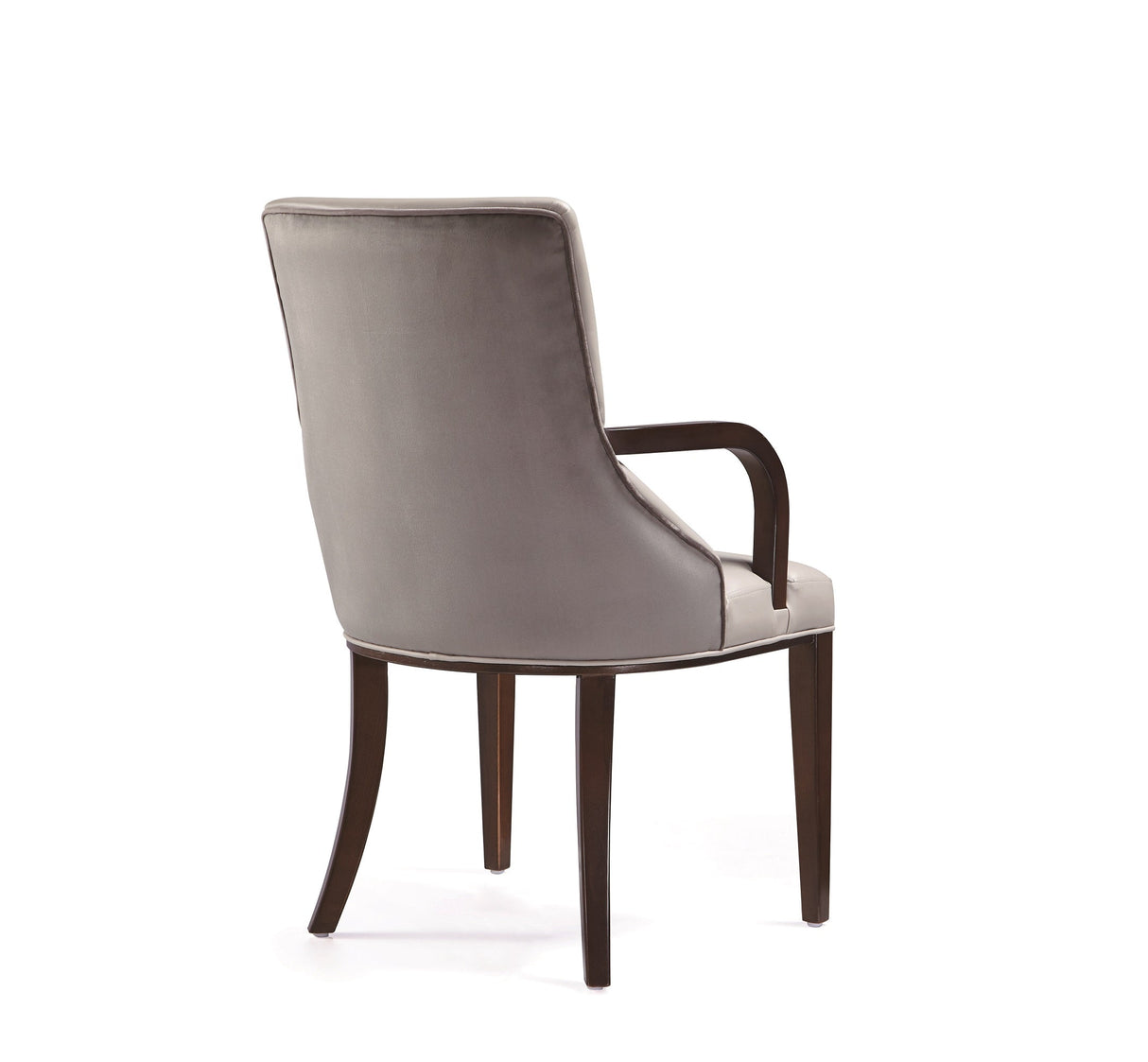 Shubert Faux Leather and Velvet Dining Armchair in Light Grey by Manhattan Comfort at Eve Furniture