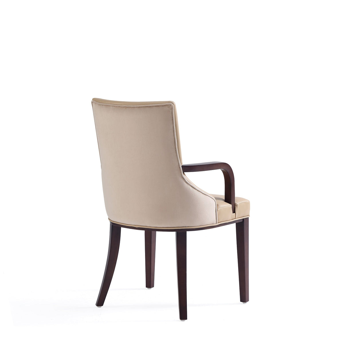 Shubert Faux Leather and Velvet Dining Armchair in Tan by Manhattan Comfort at Eve Furniture