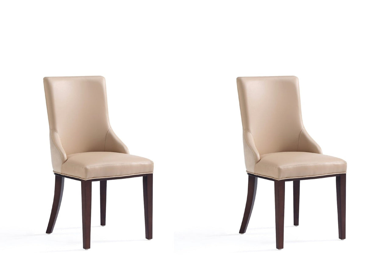 Shubert Faux Leather and Velvet Dining Chair in Tan (set of 2) by Manhattan Comfort at Eve Furniture
