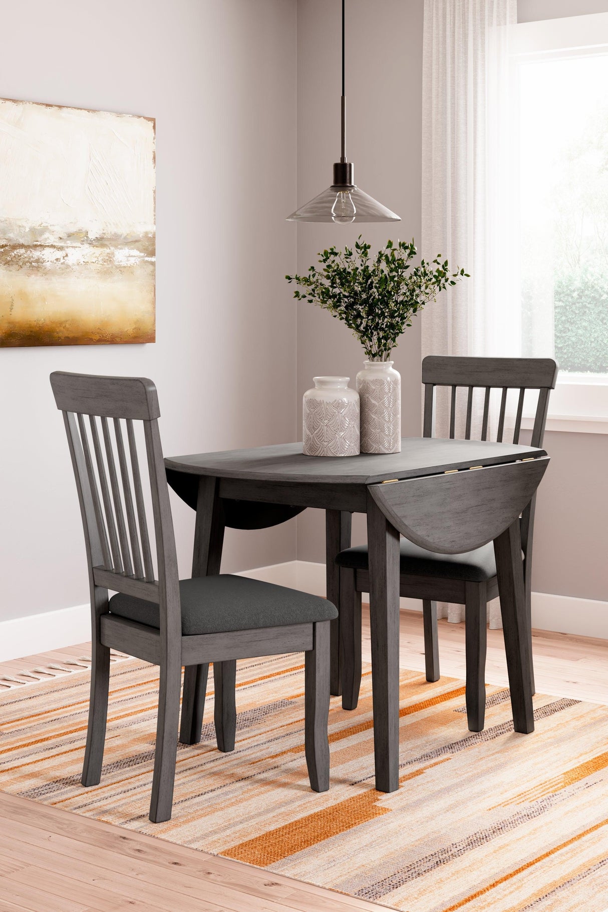 Shullden Gray Dining Table and 2 Chairs by Ashley at Eve Furniture
