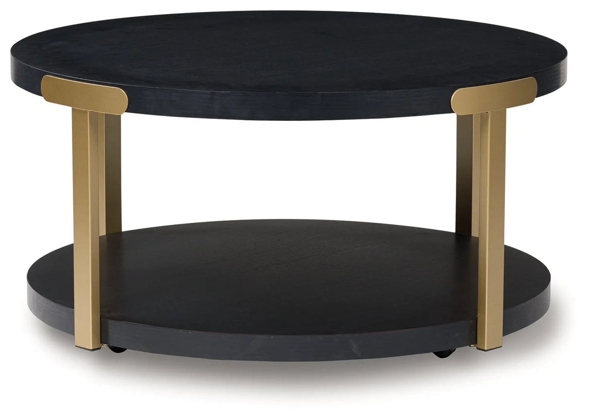 Shylore Black/Brass Finish Table (Set of 3) by Ashley at Eve Furniture