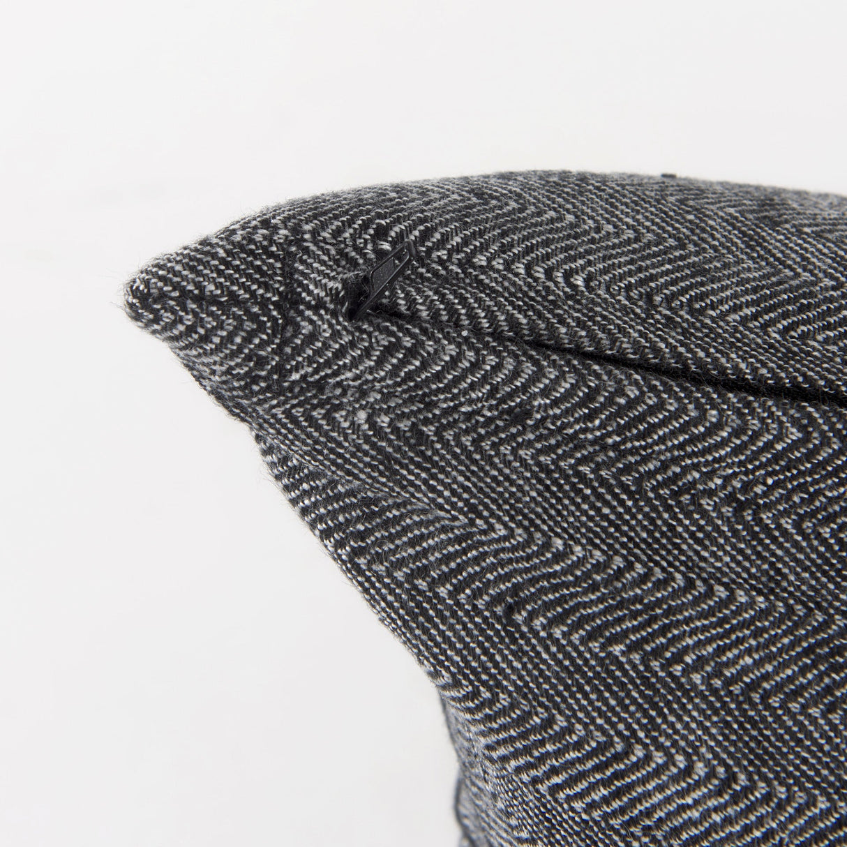 Sibyl Black Fabric Striped and White Fringed Pillow Cover w/Down Filler, Set of 2 by Mercana at Eve Furniture